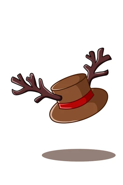Egy Barna Karácsonyi Kalap Szarvasagancsokkal Illusztrálva — Stock Vector