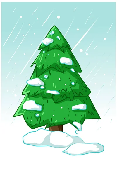 Illustration Spruce Winter — Stock Vector