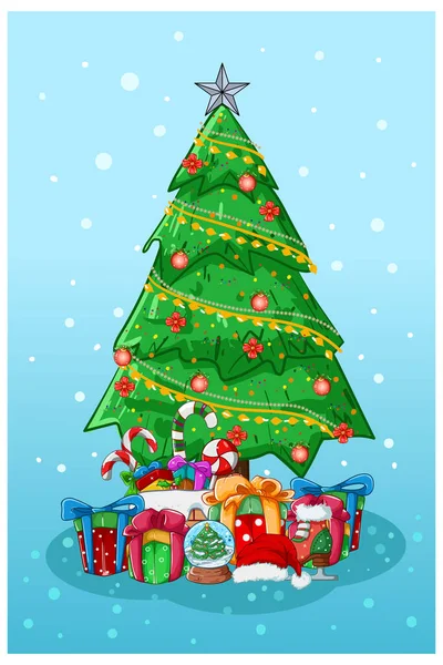 Ilustrace Vánočního Stromečku Nějakými Dárky Cukrovinkami — Stockový vektor