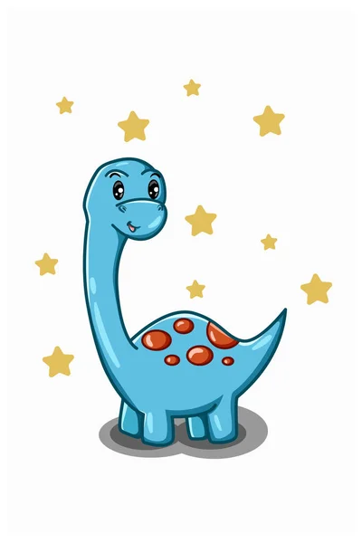 Pequeno Dinossauro Azul Com Fundo Estrela — Vetor de Stock