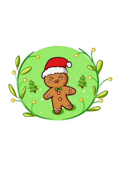 Biscuit Homme Avec Noël Avait Fond Vert — Image vectorielle