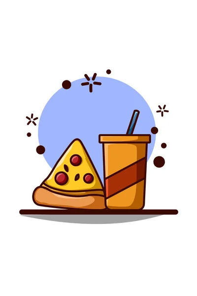 Refrigerante Com Design Plano Ilustração Pizza — Vetor de Stock