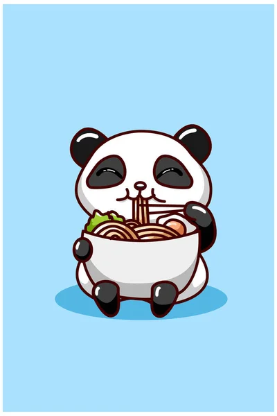 Ilustração Panda Comer Bolinhos — Vetor de Stock