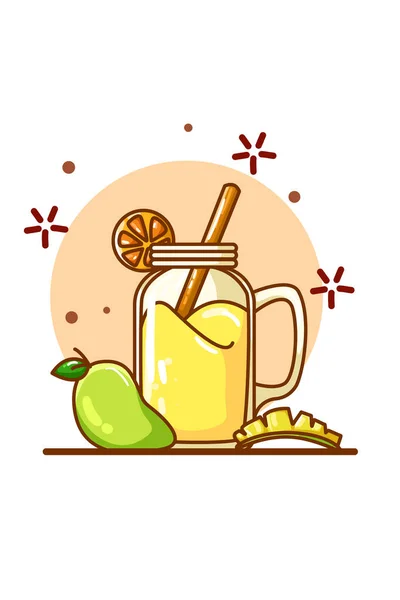 Mango Flavored Juice Some Mangoes — Stock Vector