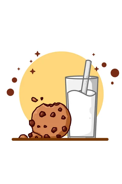 牛奶和饼干的插图 — 图库矢量图片