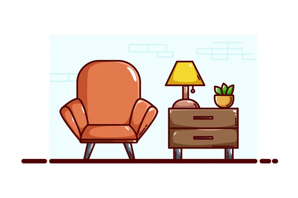 Canapé Illustration Table — Image vectorielle