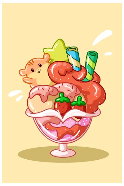 Красочное Мороженое Печеньем Хомячка — стоковый вектор