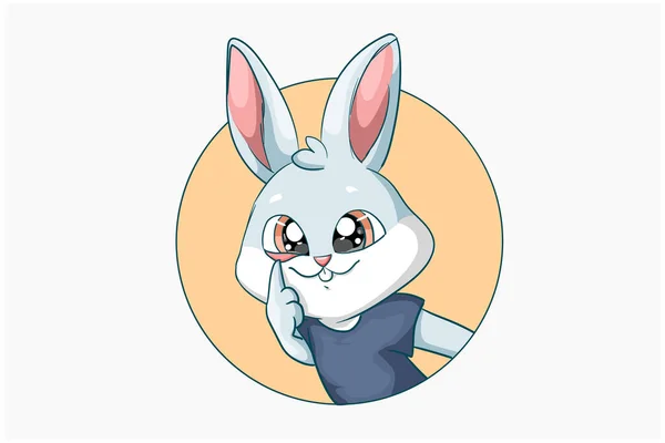 Милый Кролик Милой Иллюстрацией Позы — стоковый вектор