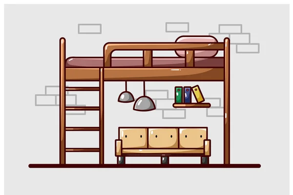 Luxury Dormitory Bed Illustration — Stock Vector