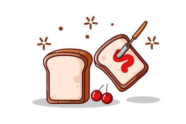 Brot Und Marmelade Vektor Illustration Hand Zeichnung Vektor — Stockvektor