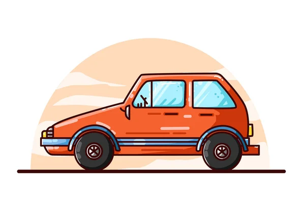 Orange Car Illustration Hand Drawing — Stock Vector