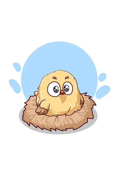 Lindo Bebé Pequeño Pájaro Amarillo Ilustración — Vector de stock
