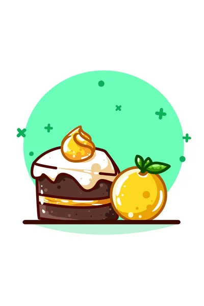 Narancs Brownie Torta Krémmel — Stock Vector