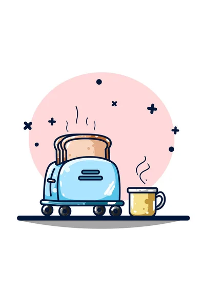 Τοστιέρα Και Μηχανή Καφέ — Διανυσματικό Αρχείο