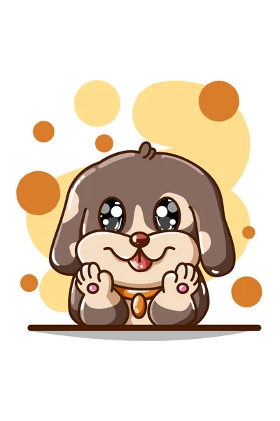 Cute Brown Dog Illustration — Stock Vector