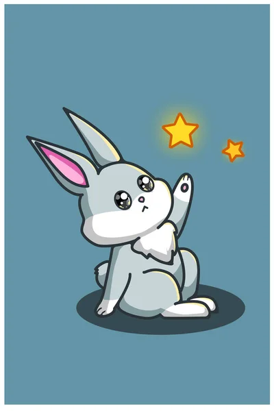 Милый Кролик Звёздным Рисунком — стоковый вектор