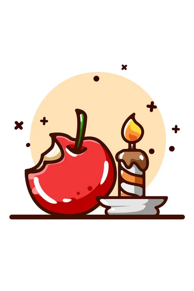 Apple Candle Illustration — Stock Vector