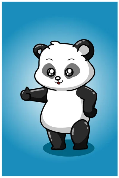 Ein Kleiner Panda Gibt Daumen Hoch — Stockvektor