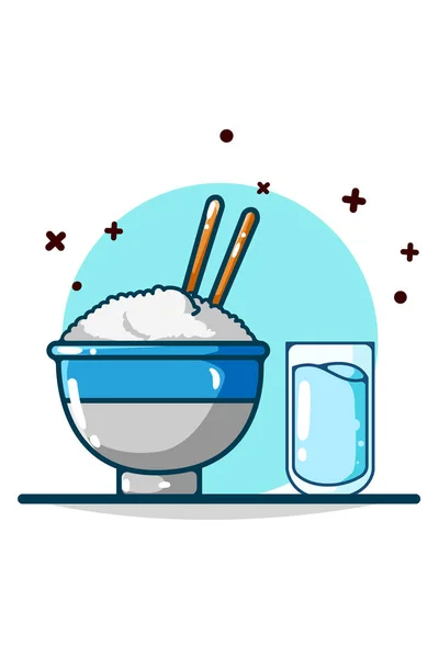 Handzeichnung Von Reis Und Mineralwasser — Stockvektor