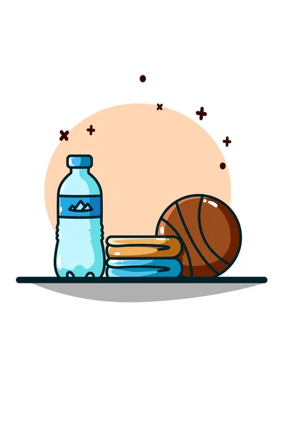 Mineral Water Towels Basketball — Stock Vector