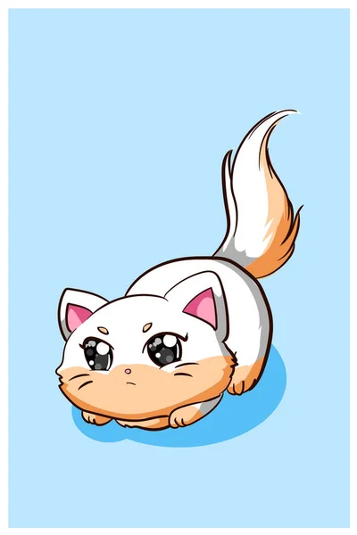 Little Cute Cat Bent — Stock Vector