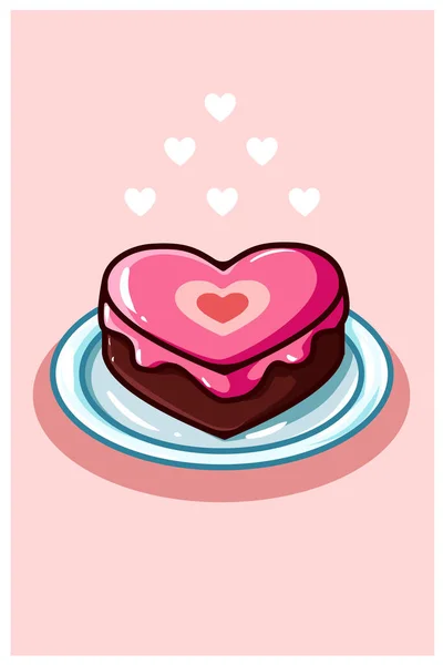 Miłość Ciasto Walentynki Kreskówka Ilustracja — Wektor stockowy