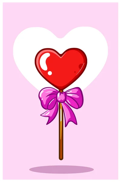 Herz Valentine Candy Kawaii Cartoon Illustration — Stockvektor