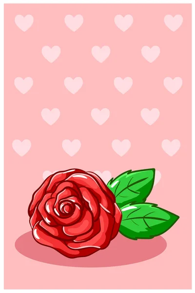Ilustración Del Día San Valentín Dibujos Animados Rose — Vector de stock