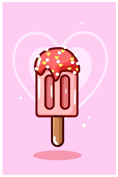 情人节的冰淇淋卡通画 — 图库矢量图片