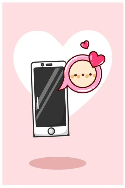 Valentine Day Chat Notificări Telefoane Mobile Desene Animate Ilustrare — Vector de stoc