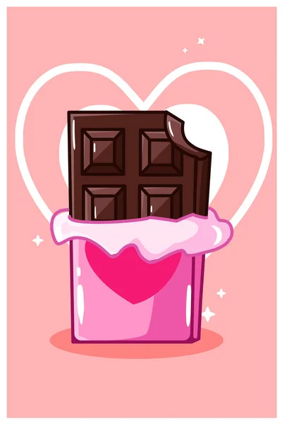 Chocolate Doce Dia Dos Namorados Ilustração Dos Desenhos Animados — Vetor de Stock
