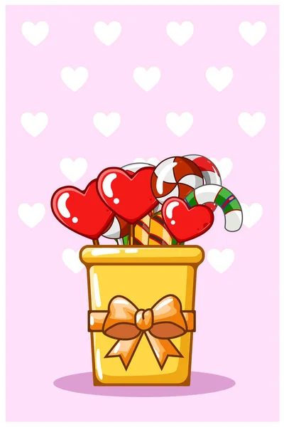 Día San Valentín Caramelo Ilustración Dibujos Animados — Vector de stock