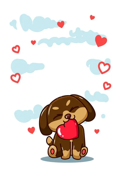 Ευτυχισμένο Και Αστείο Σκυλί Μια Εικόνα Καρτούν Καρδιά — Διανυσματικό Αρχείο