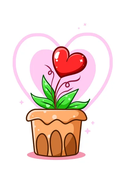 Coração Plantas Ornamentais Desenhos Animados Ilustração —  Vetores de Stock