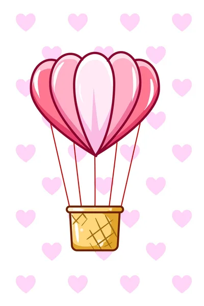 Illustration Luftballong Kärleksform — Stock vektor