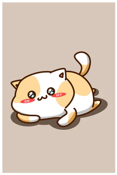 Ilustrasi Kartun Kucing Yang Cantik Dan Bahagia - Stok Vektor