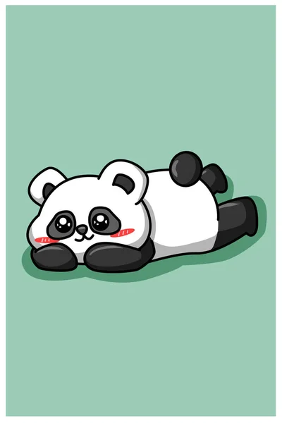 Lazy Panda Cartoon Illustration — Stock Vector