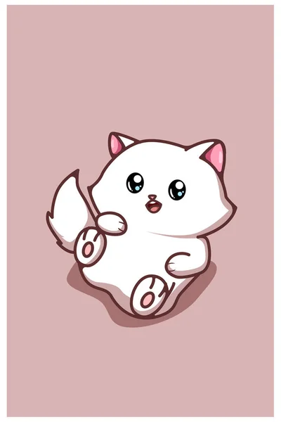 Eine Niedliche Und Lustige Baby Katze Cartoon Illustration — Stockvektor