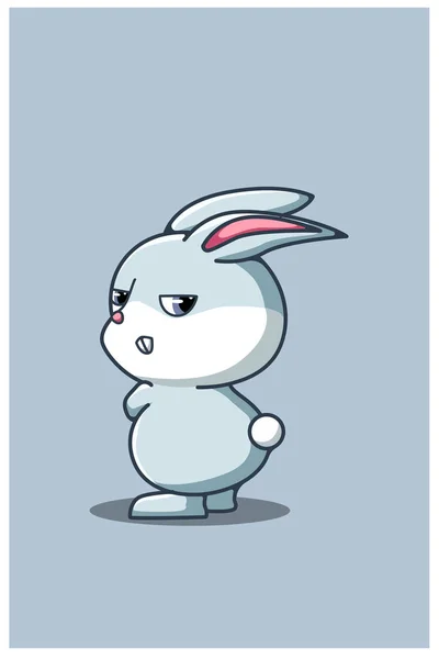 Little Cute Baby Rabbit Angry Cartoon Illustration — Stock Vector
