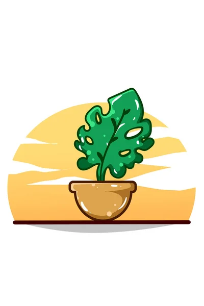 Een Prachtige Decoratieve Plant Cartoon Illustratie — Stockvector