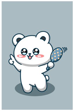 Tatlı bir ayı dans çizgi filmi çizimi.