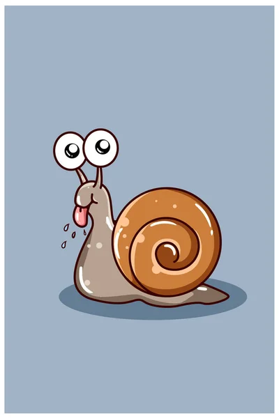 Une Illustration Dessin Animé Escargot Mignon Heureux — Image vectorielle