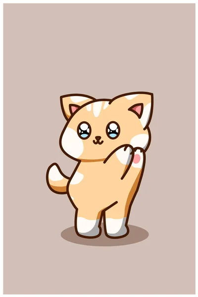 Söt Och Rolig Liten Katt Tecknad Illustration — Stock vektor