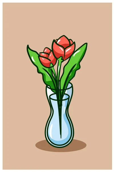 Une Belle Illustration Dessin Animé Vase Fleur — Image vectorielle