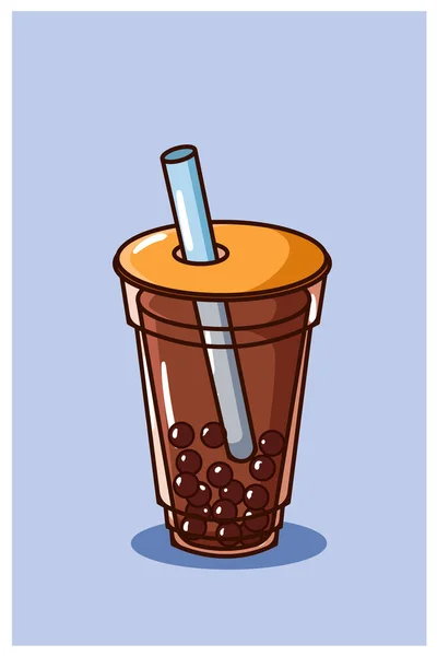 Dolce Cioccolato Aromatizzato Bevanda Cartone Animato Illustrazione — Vettoriale Stock