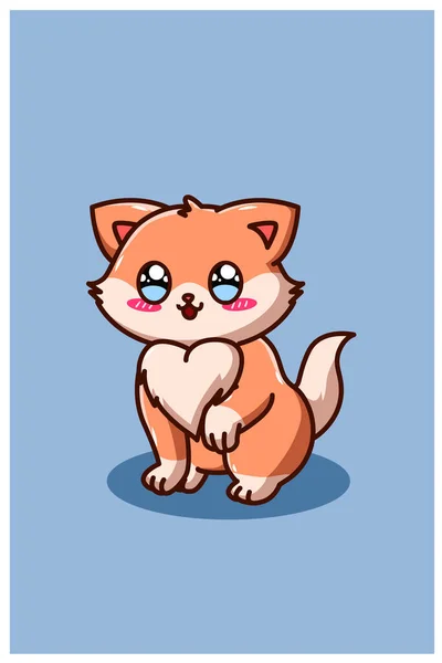Cute Pretty Baby Cat Cartoon Illustration — Stock Vector