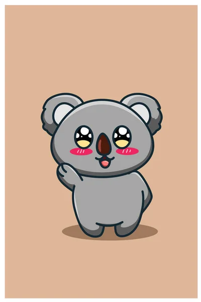 Een Schattige Gelukkig Baby Koala Cartoon Illustratie — Stockvector