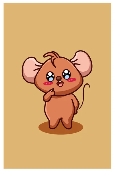 Cute Funny Baby Mouse Animal Cartoon Illustration — Stock Vector