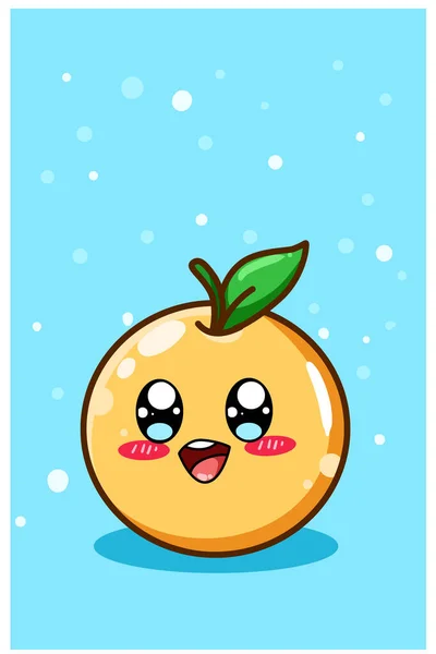 Ένα Χαριτωμένο Και Χαρούμενο Πορτοκαλί Φρούτων Εικονογράφηση Κινουμένων Σχεδίων — Διανυσματικό Αρχείο
