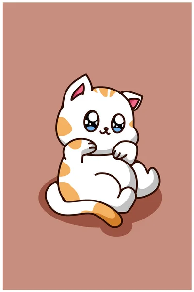 一只可爱快乐的小猫咪 动物卡通画 — 图库矢量图片